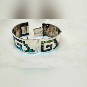 Vintage Sterling Silver Cuff Bracelet with Aboline